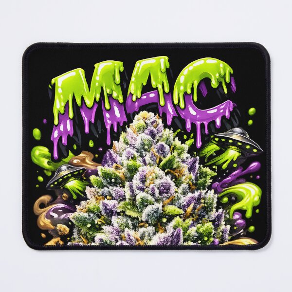 Item preview, MAC Miracle Alien Cookies Graffiti Print | Earthy Gassy Hybrid Bud Typography | Potent Creative 420 designed and sold by WAUZ.
