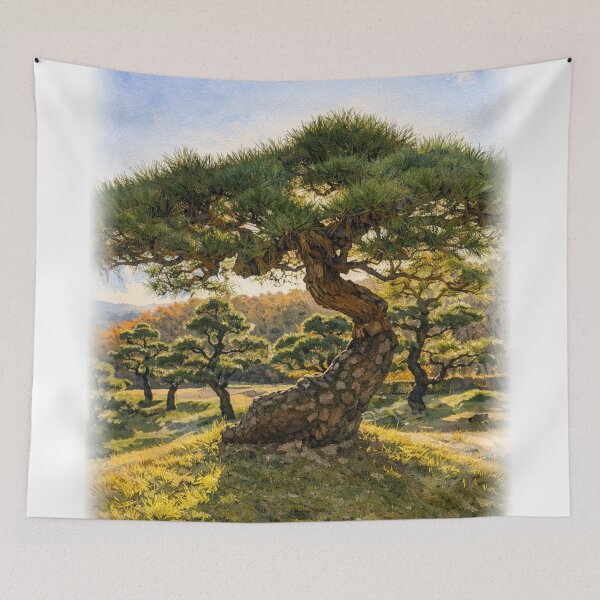 Item preview, Japanese Pine Tree Landscape – Zen Garden Nature Art designed and sold by TopHatCreations.