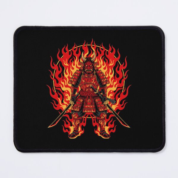 Item preview, Flaming Samurai Oni Warrior – Japanese Demon Armor with Fire Katana Design designed and sold by LavinyArt.