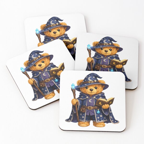 Item preview, Cute Whimsical Wizard Teddy Bear with Magic Staff and Spell Book Illustration designed and sold by CuteBear87.