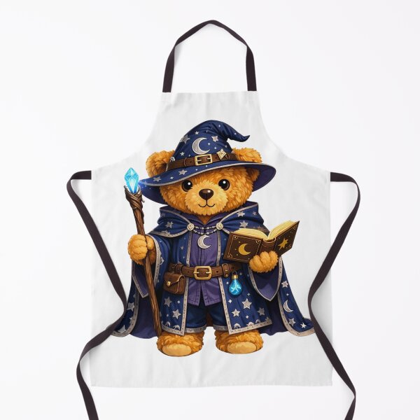 Item preview, Cute Whimsical Wizard Teddy Bear with Magic Staff and Spell Book Illustration designed and sold by CuteBear87.