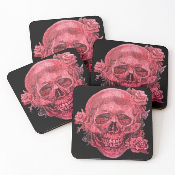 Item preview, Red Skull with Roses designed and sold by ArtbyAnyse.