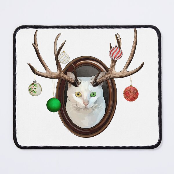 Item preview, Festive White Catalope Portrait with Christmas Ball Ornaments designed and sold by Carleah Unique.