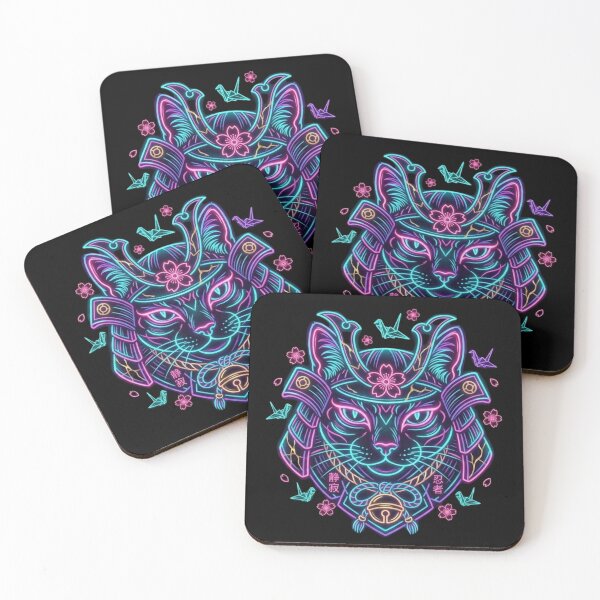 Item preview, Neon Samurai Cyber-Cat: Japanese Tradition Meets Future designed and sold by Wild Hare.