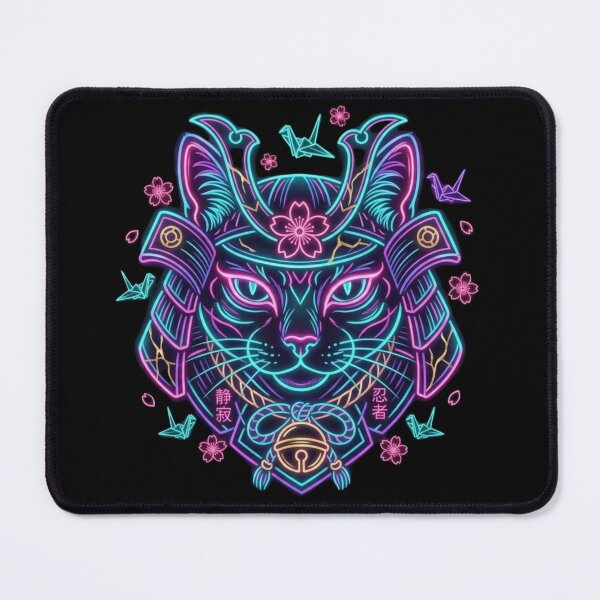 Item preview, Neon Samurai Cyber-Cat: Japanese Tradition Meets Future designed and sold by Wild Hare.