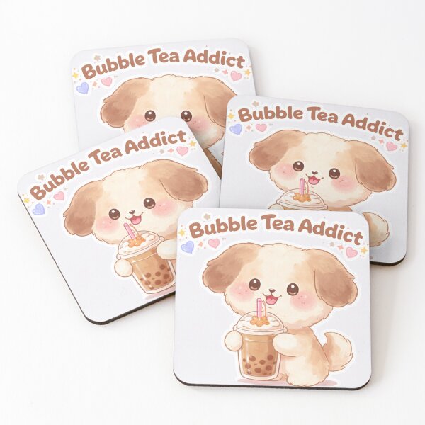 Item preview, Bubble Tea Addict Cute Puppy – Kawaii Boba Lover Sticker designed and sold by sumodesign.