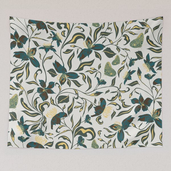 Item preview, Jumbo Teal Floral 2026 Botanical Art designed and sold by AneissPiaf.