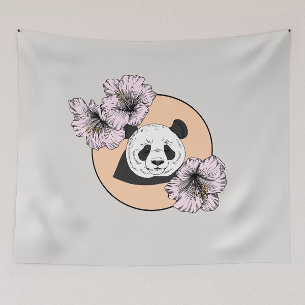 Item preview, Minimalistic panda with flowers designed and sold by Pamelarts.