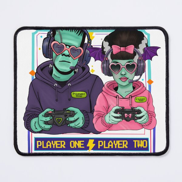 Item preview, Frankenstein Gamer Couple Shirt | Player One Player Two Gothic Gaming | Spooky Cute Halloween Gamers | Cozy Crypt Arcade Lovers designed and sold by MoeJoedesign .