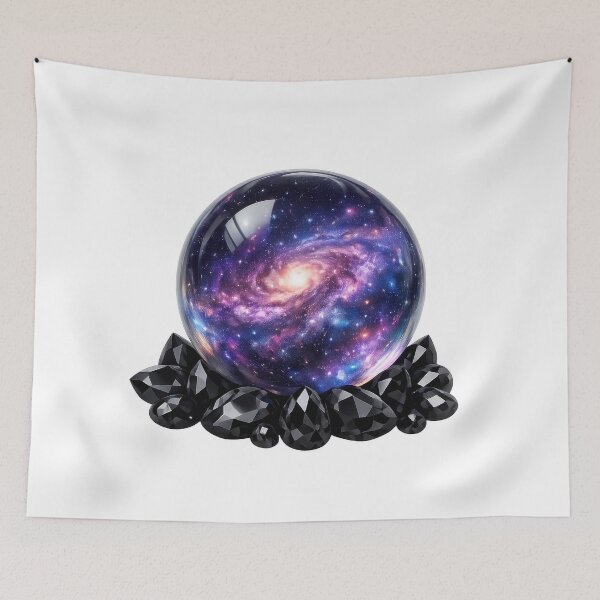 Item preview, Galaxy Crystal Ball with Black Gems designed and sold by jgvisualarts.