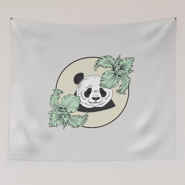 Item preview, Minimalistic panda with flowers designed and sold by Pamelarts.