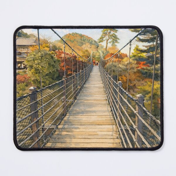 Item preview, Peaceful Suspension Bridge Landscape – Scenic Mountain View designed and sold by TopHatCreations.