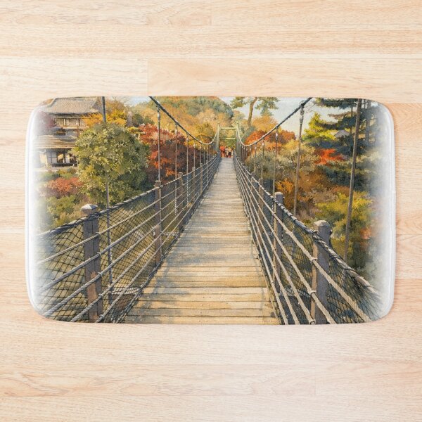 Item preview, Peaceful Suspension Bridge Landscape – Scenic Mountain View designed and sold by TopHatCreations.