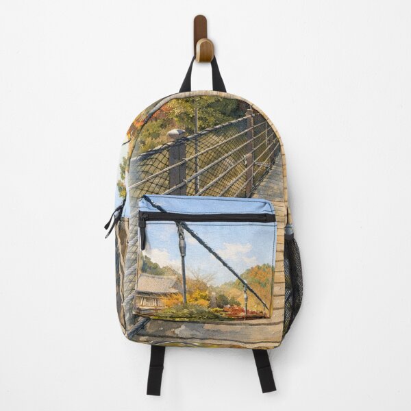 Item preview, Peaceful Suspension Bridge Landscape – Scenic Mountain View designed and sold by TopHatCreations.