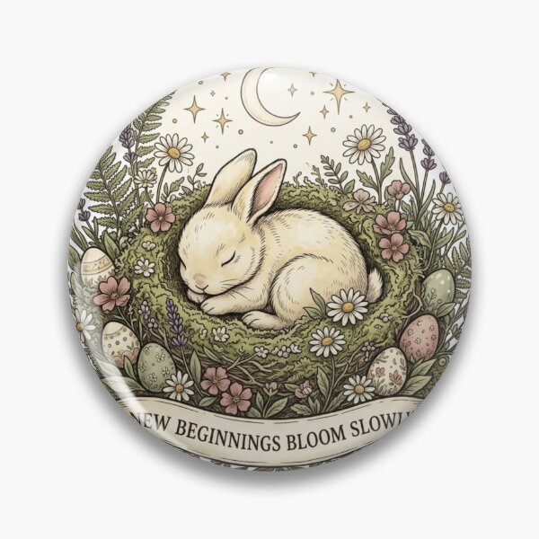 Item preview, Sleeping Rabbit New Beginnings Bloom Slowly Cottagecore Easter Sticker designed and sold by AlexBloomStudio.