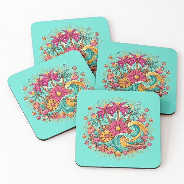 Item preview, Retro Summer Paradise: Tropical Mandala with Muscle Car & Flamingos designed and sold by Wild Hare.