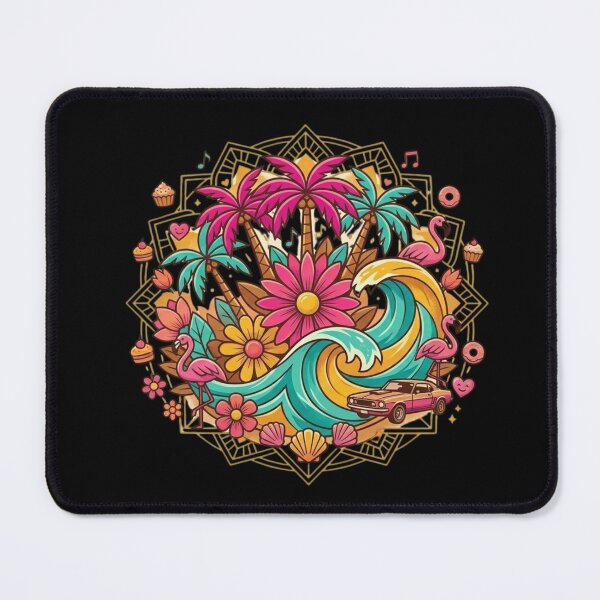 Item preview, Retro Summer Paradise: Tropical Mandala with Muscle Car & Flamingos designed and sold by Wild Hare.