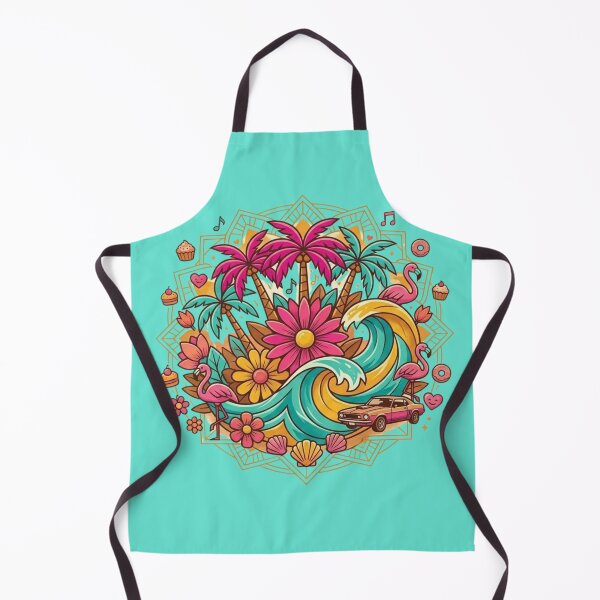 Item preview, Retro Summer Paradise: Tropical Mandala with Muscle Car & Flamingos designed and sold by Wild Hare.