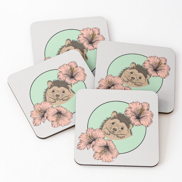 Item preview, Minimalistic hedgehog with flowers designed and sold by Pamelarts.