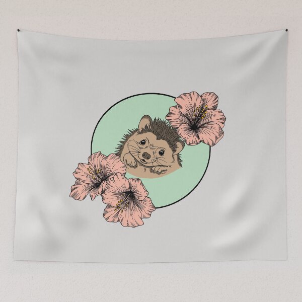 Item preview, Minimalistic hedgehog with flowers designed and sold by Pamelarts.