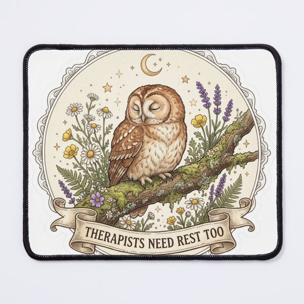 Item preview, Sleepy Owl Therapists Need Rest Too Cottagecore Therapist Gift Sticker designed and sold by AlexBloomStudio.