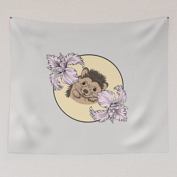 Item preview, Minimalistic hedgehog with flowers designed and sold by Pamelarts.