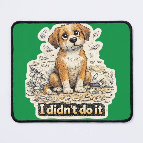 Item preview, Dog Destroyed Pillow Not Me Sticker – Funny Guilty Dog Pet Humor Art designed and sold by Felixuss.