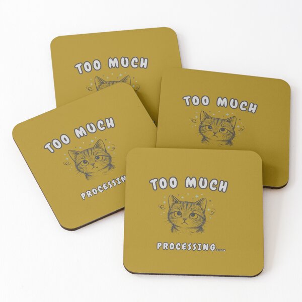 Item preview, Too Much Cat Shirt, Processing Cat Tee, Overwhelmed Cat Minimalist T-Shirt, Funny Introvert Mental Overload Design designed and sold by AdicretorDesign.