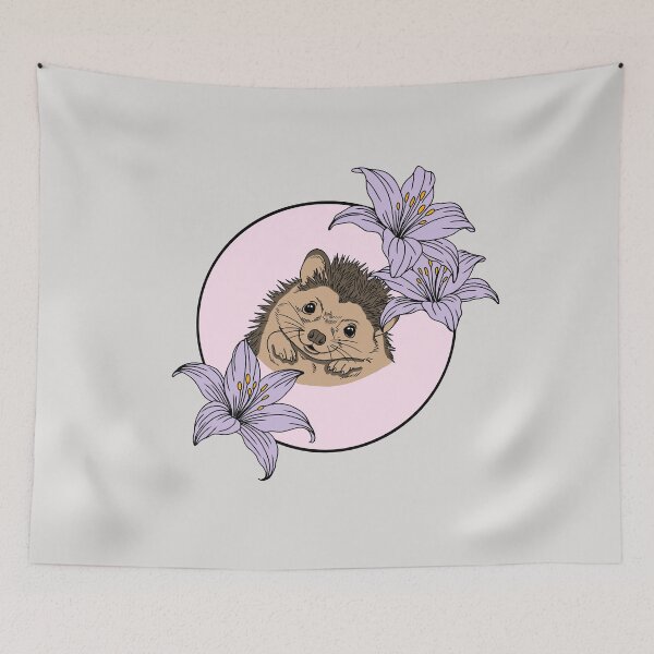 Item preview, Minimalistic hedgehog with floeers designed and sold by Pamelarts.
