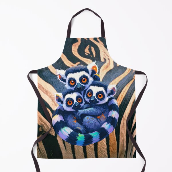 Item preview, Neon Jungle Huddle: Three Lemurs on Zebra Print Art designed and sold by chihuahuashower.