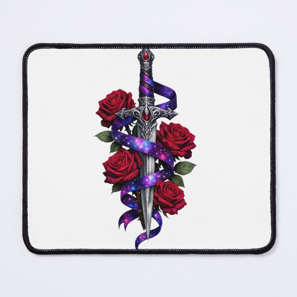 Item preview, Galaxy Ribbon Dagger with Red Roses  designed and sold by jgvisualarts.