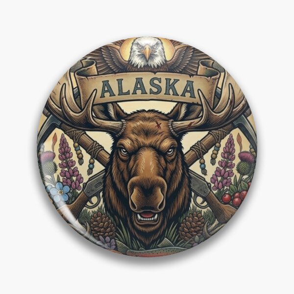 Item preview, Alaska Last Frontier Neo-Traditional Tattoo Alaska Moose Miner T-Shirt designed and sold by VibeStudios268.