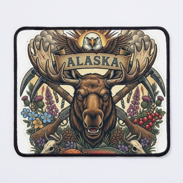 Item preview, Alaska Last Frontier Neo-Traditional Tattoo Alaska Moose Miner T-Shirt designed and sold by VibeStudios268.