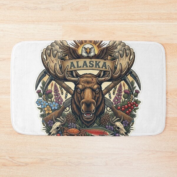 Item preview, Alaska Last Frontier Neo-Traditional Tattoo Alaska Moose Miner T-Shirt designed and sold by VibeStudios268.