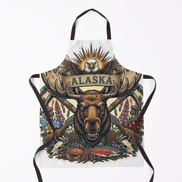 Item preview, Alaska Last Frontier Neo-Traditional Tattoo Alaska Moose Miner T-Shirt designed and sold by VibeStudios268.