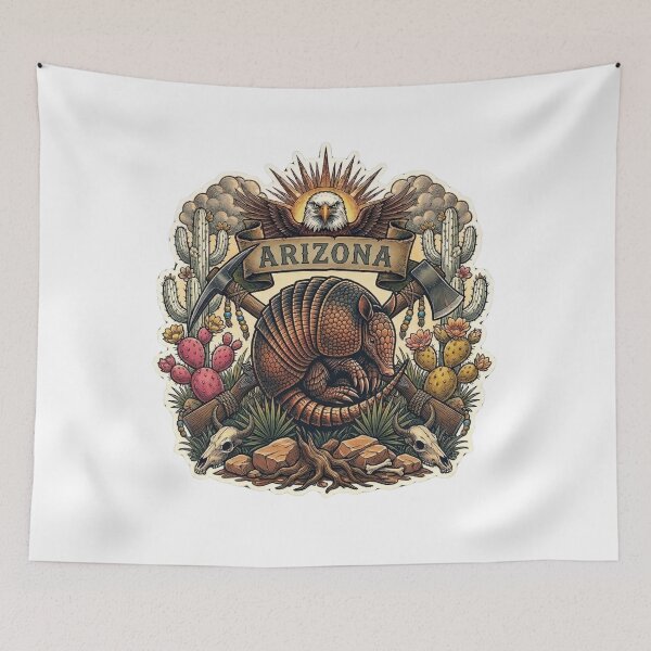 Item preview, Arizona Grand Canyon State Neo-Traditional Tattoo Armadillo T-Shirt designed and sold by VibeStudios268.