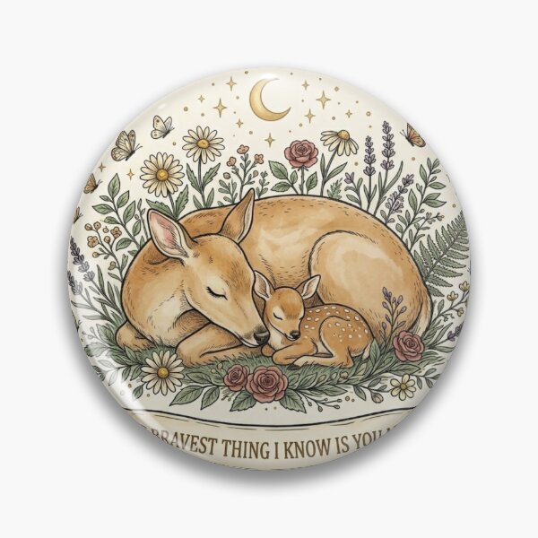 Item preview, Sleeping Deer Mom and Fawn Bravest Thing I Know Mental Health Sticker designed and sold by AlexBloomStudio.