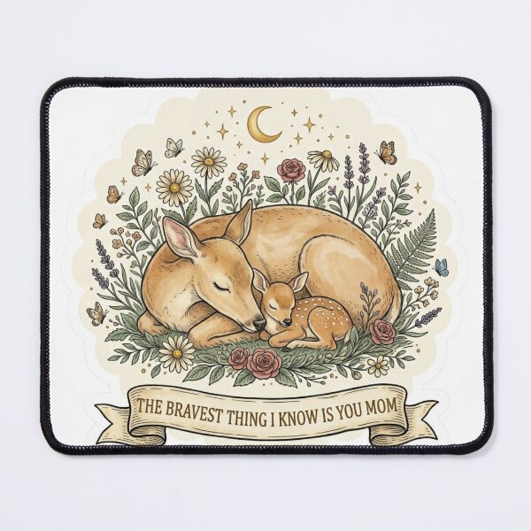 Item preview, Sleeping Deer Mom and Fawn Bravest Thing I Know Mental Health Sticker designed and sold by AlexBloomStudio.