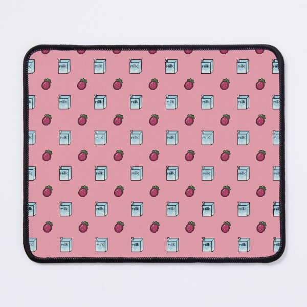 Item preview, Strawberry and milk pixel pattern fabric  designed and sold by DOKUYA59.