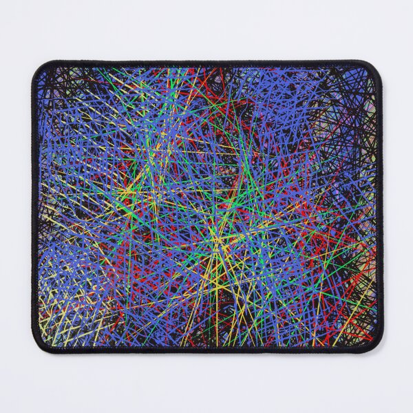Item preview, Neural fireworks abstract blue red yellow green black lines design designed and sold by Susanna Schorr.