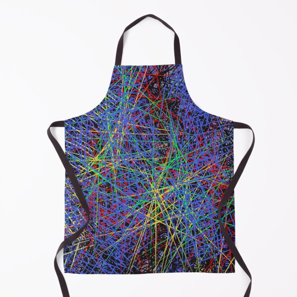 Item preview, Neural fireworks abstract blue red yellow green black lines design designed and sold by Susanna Schorr.