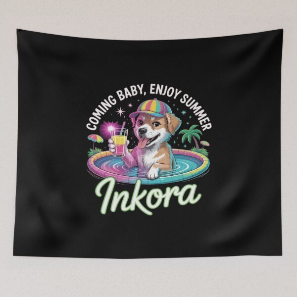 Item preview, summer dog in pool designed and sold by Fit On.