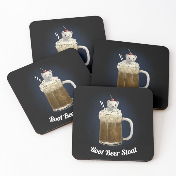 Item preview, Root Beer Stoat (dark background) designed and sold by Drawinism.