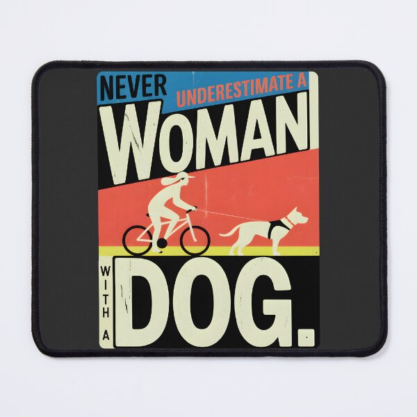 Item preview, Never Underestimate a Woman with a Dog – Bikejoring Dog Lover Retro Design designed and sold by ArcticFoxStudio.