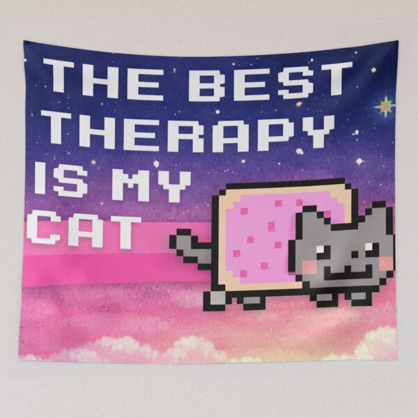Item preview, The Best Therapy Is My Cat Pixel designed and sold by Fei Long Design Hub.