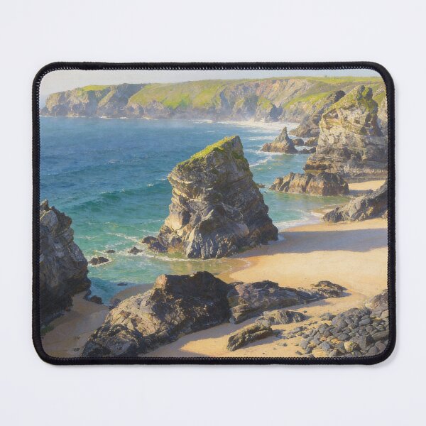 Item preview, Bedruthan Steps Painting – Cornwall Coastal Seascape Art Print designed and sold by QuietCanvasArtworks.