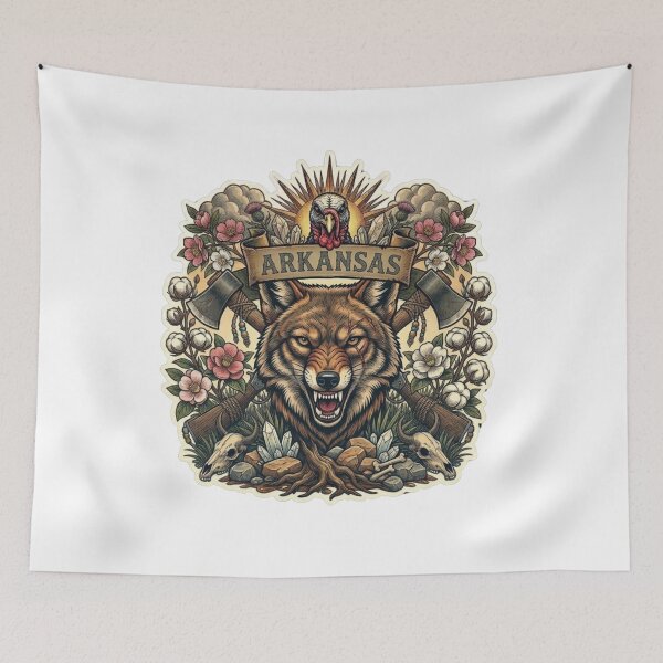 Item preview, Arkansas CoyArkansas Coyote Neo-Traditional Tattoo Style Natural State T-Shirtote Neo-Traditional Tattoo Style Natural State T-Shirt designed and sold by VibeStudios268.