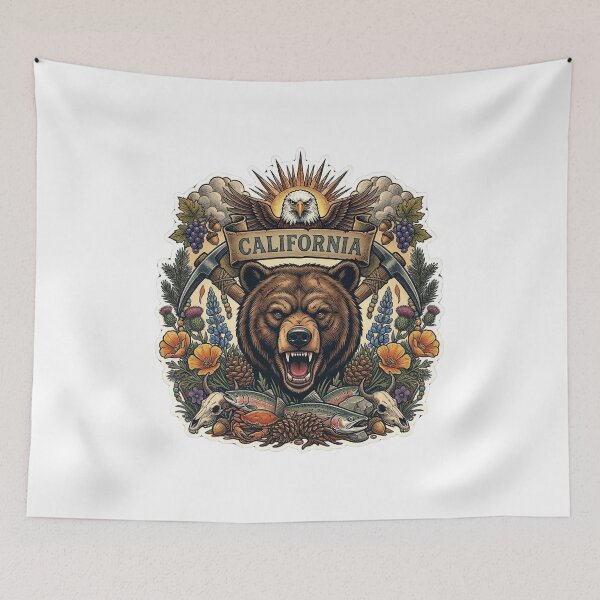 Item preview, California Grizzly Bear Neo-Traditional Tattoo Style West Coast T-Shirt designed and sold by VibeStudios268.