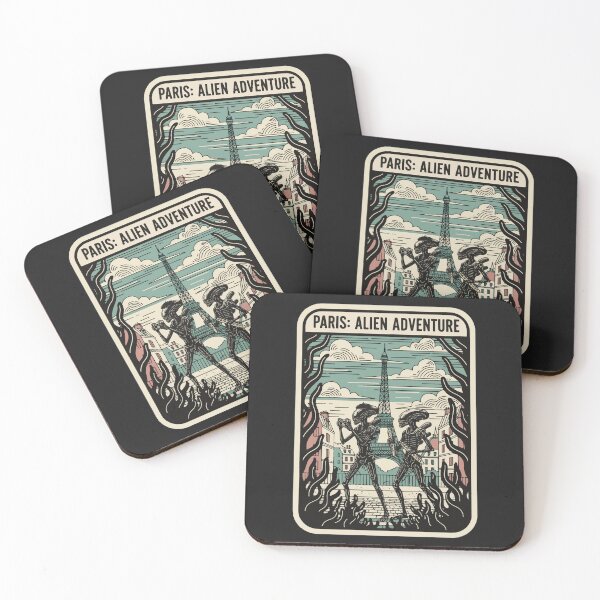 Item preview, "Paris: Alien Adventure" Funny Xenomorph Tourist Travel Poster designed and sold by Cipher & Soul.