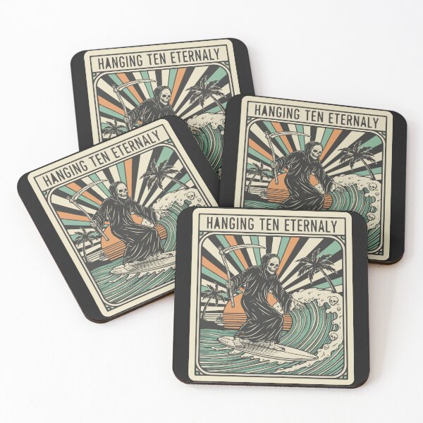 Item preview, "Hanging Ten Eternally" Funny Surfing Grim Reaper Retro Art designed and sold by Cipher & Soul.